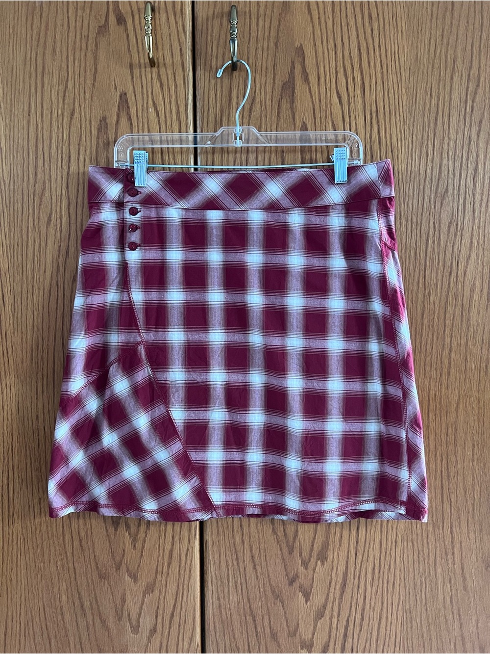 Horny Toad Red & White Plaid Mini Skirt